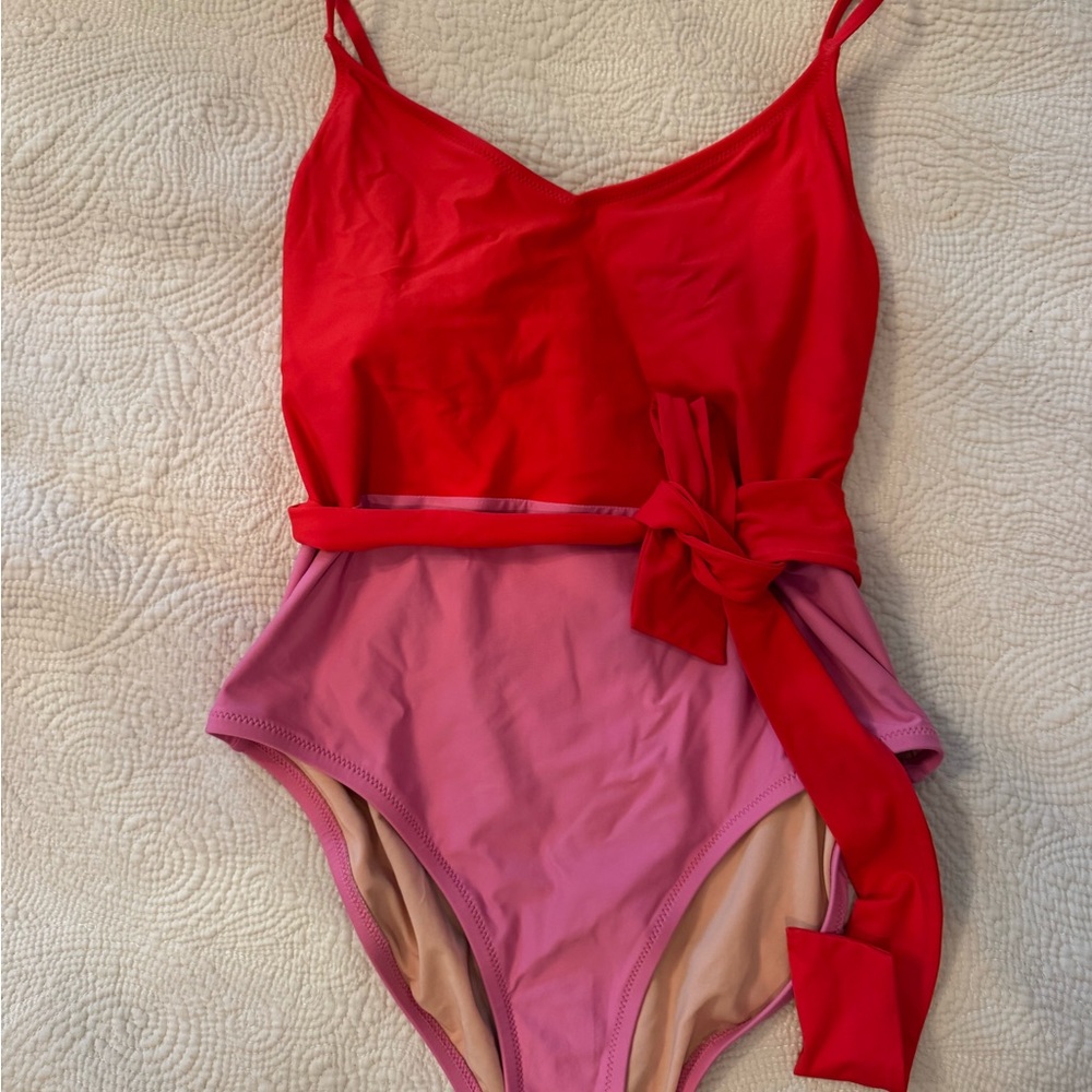 Elegant Red and Pink Women's Swimsuit jcrew